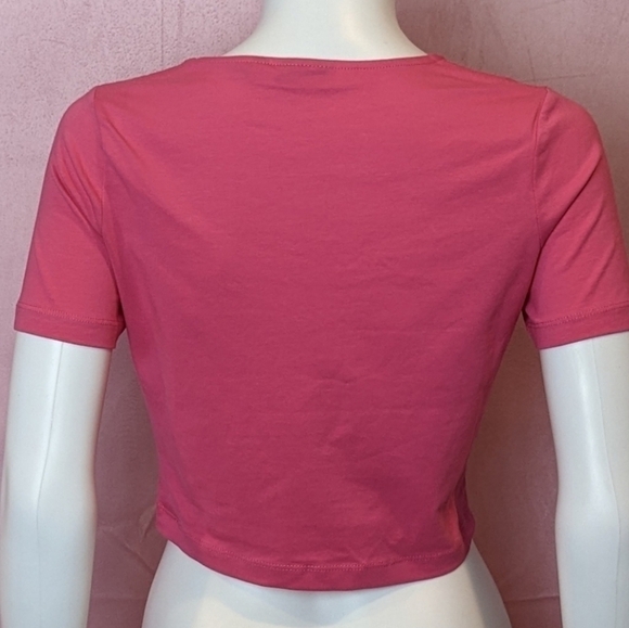 ASOS Pink Crew Neck Short Sleeve Cropped Tee size 8 - Picture 2 of 5